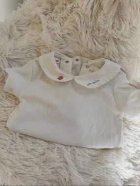 Zara Cream Baby Top with Embroidered Collar